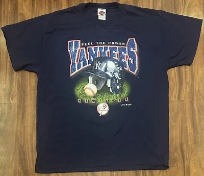 Camiseta De Colección New York Yankees X-Large Azul FEEL THE POWER Hank Aaron 2000 MLB Foto 1 de 4