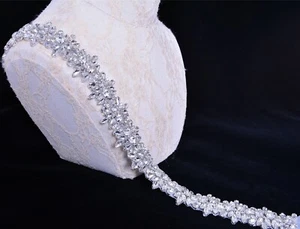 Rhinestone Wedding Belt Sash Chain Diamante Costume Evening Dress DIY Applique - Picture 1 of 12