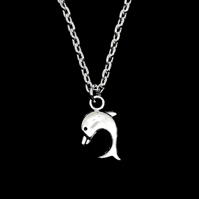 Collana Delfino Argento con ciondolo a catena in Acciaio Portafortuna Uomo Donna - Immagine 1 di 4