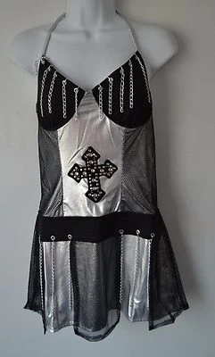 Forplay, Gótico, Conjunto, Red/Cadenas, Brazaletes, Bufanda, M/L, Negro/Plateado Foto 1 de 4