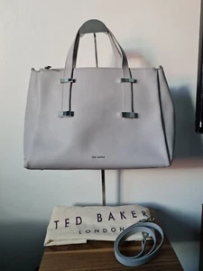 Ted Baker Grey Bovine Grained Leather Hand Bag Or Shoulder Bag & Dustbag - Picture 1 of 23