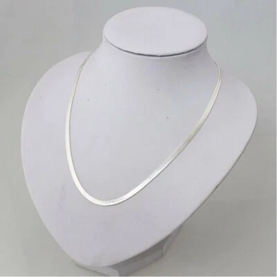 Designer Inspired Real 18K White Gold Filled 22" 3 mm Herringbone Chain Necklace Foto 1 de 2