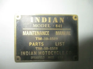 841 Indian WW2 WWII 2. Wk Schild Typenschild Hinweisschild S73 s103 - Picture 1 of 1