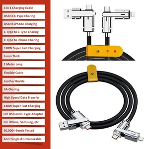 π Cavo USB 4 in 1 Universale | da Type-C a iPhone, USB-C | 120W Ricarica Rapida - Foto 1 di 13