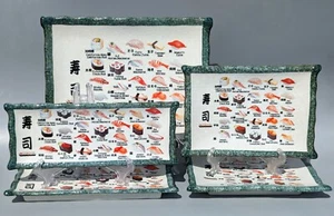 Japanische Sushi Menü Teller Set Sashimi Nigiri in Kanji & Englisch -- 5er Set - Bild 1 von 13