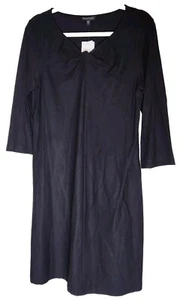Eileen Fisher NEW Twist-Front V-Neck Black Jersey 3/4 Sleeve A-Line Dress Size M - Picture 1 of 7
