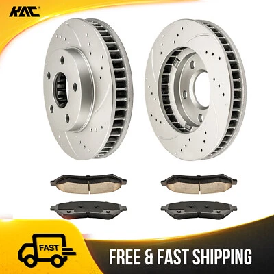 Rotores de disco perforados de freno delantero + pastillas de cerámica para Buick Century Regal 1997-2005 Foto 1 de 4