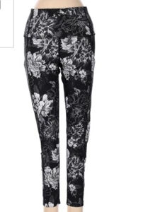 Girls Leggings Black White Floral Yoga Pants XS Dance Ballet Balance Collection - Picture 1 of 7