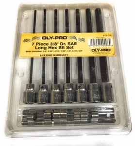 ( 2 ) Olympia sets 7 PC 3/8 DR. SAE & METRIC LONG HEX BIT SET - Picture 1 of 2