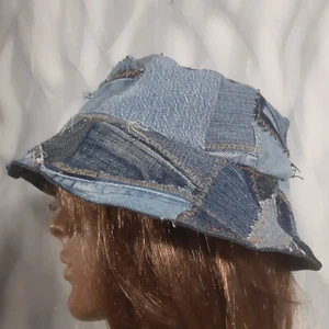 Jeans Patchwork Hut, Boho Jeanshut im Street Fashion Style, Boro Patch Hut - Bild 1 von 11