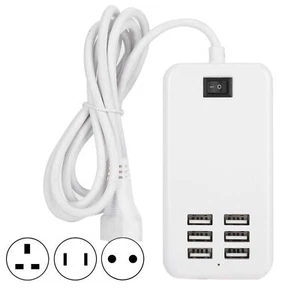 Charger Adapter 6 Port 30W USB Desktop Fast Charging Station Hub Hot - Zdjęcie 1 z 12