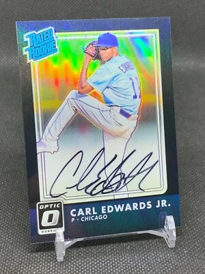 2016 Donruss Rated Rookie Signatures Black CARL EDWARDS JR Chicago Cubs Auto /25 - Image 1 of 2