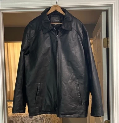 Vintage Men's XLT Croft & Barrow Black Leather Jacket Full Zip Y2K Quilt Lined - Image 1 of 4