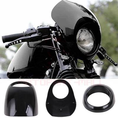 Carenado de faros delanteros negro para Harley Sportster XL 883 1200 Dyna Racer Foto 1 de 4