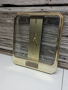 Vintage Tested* HEIRLOOM Westminster Chime Wall Clock MCM style. 12.5" C668 Gold - Picture 1 of 8