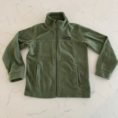 Columbia Polar Sudadera Chaqueta Verde Niños Talla Pequeña 8 Bolsillos con Cremallera Completa Foto 1 de 4