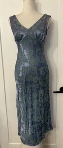 Women’s Vtg Roberta Floral Satiny Damask Sleeveless Midi Dress Size 7/8 (S) - Picture 1 of 11
