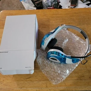 Suntone AM FM Radio Headphones Translucent Blue Brand New Rare - Picture 1 of 7