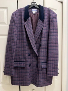 VTG PENDLETON size 20 Tall PURPLE BLUE 100% VIRGIN WOOL LONG SLEEVE BLAZER - Picture 1 of 6