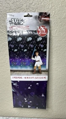 Telón de fondo fotográfico de Star Wars decoraciones de fiesta de cumpleaños 8 pies de largo 2 piezas Didney Foto 1 de 4