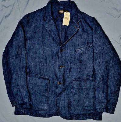 Ralph Lauren RRL Indigo 100% Lino Hombre Abrigo Deportivo Chaqueta Blazer Nuevo $790 Foto 1 de 4