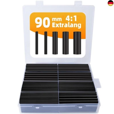 DAMOGUIN 90mm Extra lange Schrumpfschlauch-Set mit Kleber, 4:1 Wasserdicht