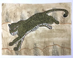 PINTURA DE GUEPARDO SALTANDO de Jamie Parlade de 1980 hecha a mano sobre lienzo 48 pulgadas x 36 pulgadas 13811 - Imagen 1 de 11