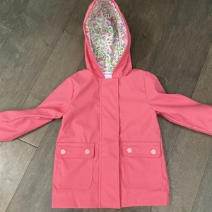 Tommy Bahama Girls Full Zip Hooded Rain Coat Size 18M Pink Lined Girly Layers - Picture 1 of 14
