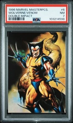 PSA 7 SKY BOX 1996 MARVEL MASTERPIECES WOLVERINE/VENOM #6 DOUBLE IMPACT NM 334 - Image 1 of 2