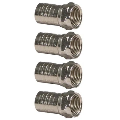 4 Pcs RG6 F Type Hex Crimp O Ring Coax Coaxial Cable Connector Adapter Nickel - Image 1 of 2