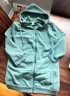 Z Avenue USA Women's Oversized Long Zip Up Hoodie Jacket - Size XL - Green - Image 1 of 4