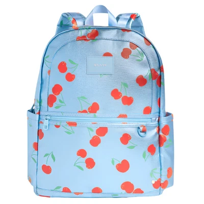 New STATE Kane Large Double Pocket Kids Backpack School Bag Metallic Blue Cherry - Image 1 of 4