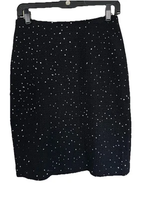 Saia Ann Taylor feminina nova com etiquetas mistura de lã preta 2 lantejoulas prata por toda parte - Imagem 1 de 4