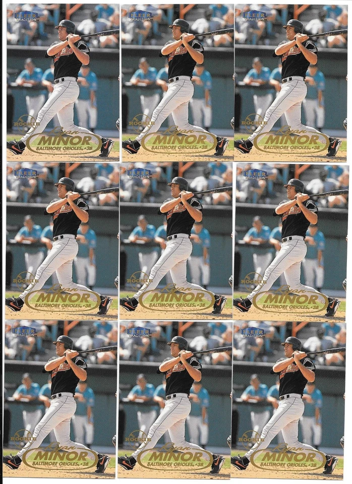 RYAN MINOR ROOKIE 9 CARD LOT 1998 FLEER TRADITION UPDATE U92 BALTIMORE ORIOLES - Image 1 of 1