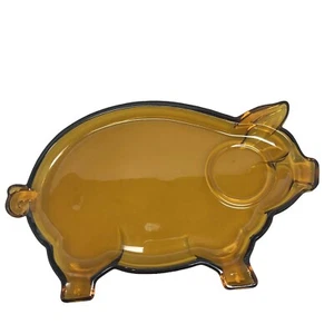 Vintage Tiara Indiana Glass Amber Pig Platter Tray Plate 1970s - Picture 1 of 5