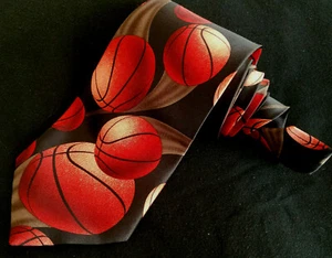 Ralph Marlin Mens Neck Tie Just Balls Basketball Motion Sports March Spring EUC - Picture 1 of 5
