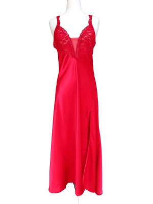 Vestido Largo VICTORIA’S SECRET Talla M Rojo Caliente Satén y Encaje Foto 1 de 4