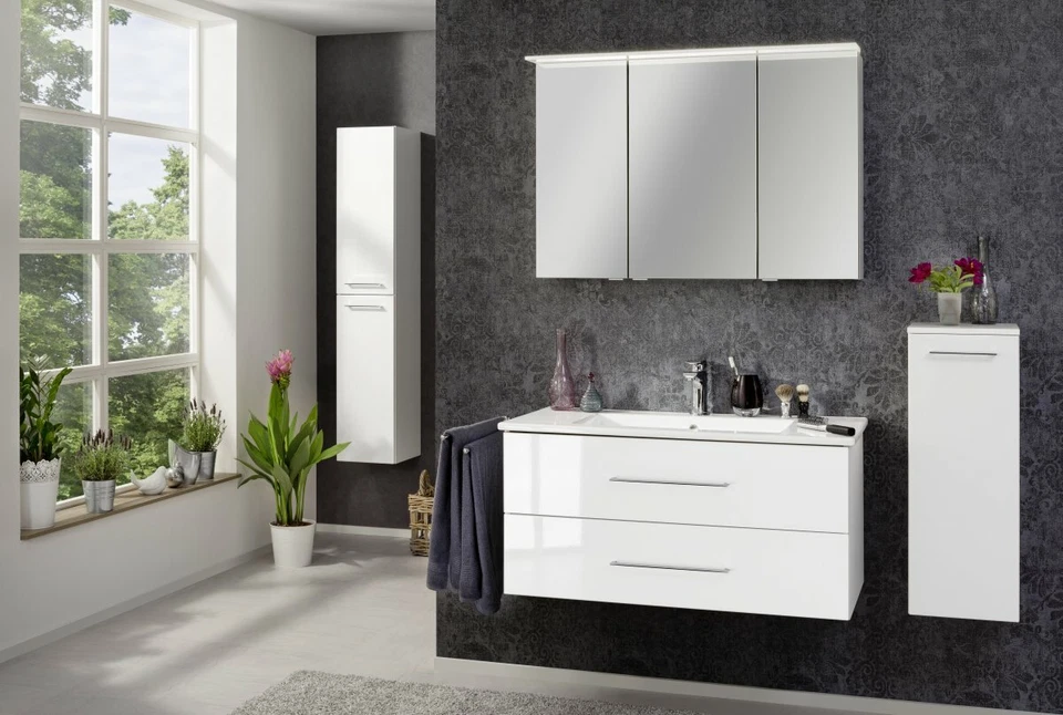 Fackelmann B.PERFEKT Badmöbel Set 62 - 103 cm Breit Weiß Möbel Made in Germany - Bild 1 von 1