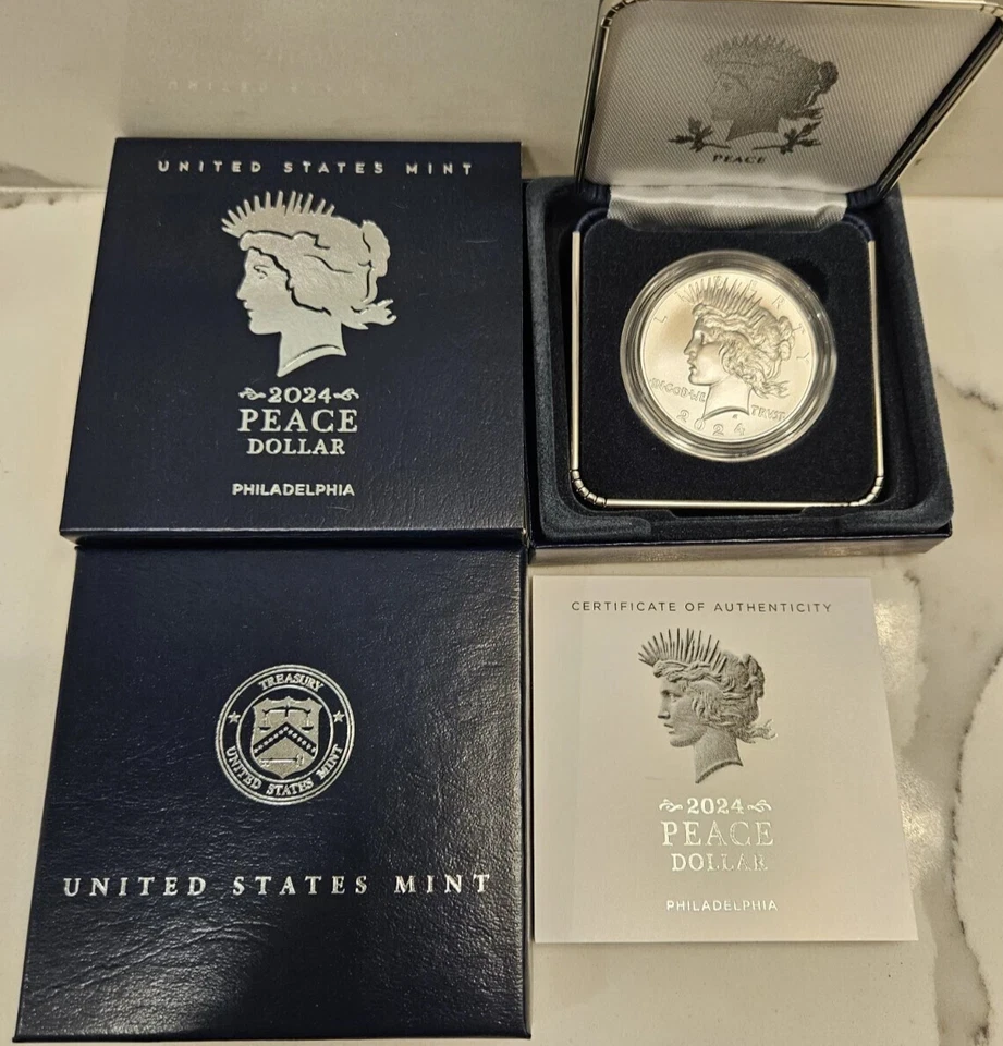 Moneda de 1 dólar de plata de la paz 2024 P sin circular con OGP Foto 1 de 1