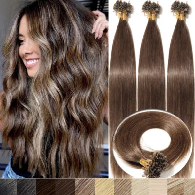 Extensión de cabello preunida L queratina punta en U 100 % cabello humano Remy ruso resaltado Foto 1 de 4