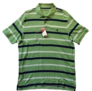 ¡Nuevo! Camisa polo de algodón verde a rayas IZOD Advantage para hombre M manga corta - Imagen 1 de 10