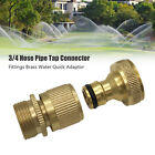 1 Set 3/4" Garden Hose Pipe Tap Connector Fittings Brass Water Quick Adaptor UK