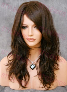 Medium Brown Long Layered Loose Body Waves Heat OK Human Hair Blend Wig EVAL 6 - Picture 1 of 6