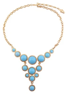 Collar Kate Spade Redondo Imitación Turquesa Tono Dorado Estilo Babero Eslabón Cable Nuevo sin Etiquetas Foto 1 de 2