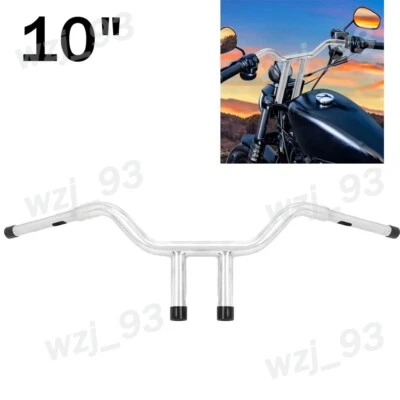 10英寸Rise T-Bar 1-1/4英寸脂肪把手适合Harley Dyna Softail FXST FLSTF FXDL — 第 1/4 张图片