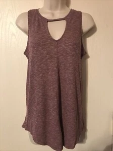 Maurices 24/7 Ribbed Purple Sleeveless Keyhole Tank Top Womens SZ S Activewear - Picture 1 of 6