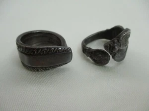 Anillos de cuchara vintage (2) uno marcado hermano plato AA uno sin marca - Imagen 1 de 7