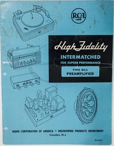 RCA Type SV-1 Tube Preamplifier Owners/Service Manual Schematic Mono Phono 12AY7 - Picture 1 of 5