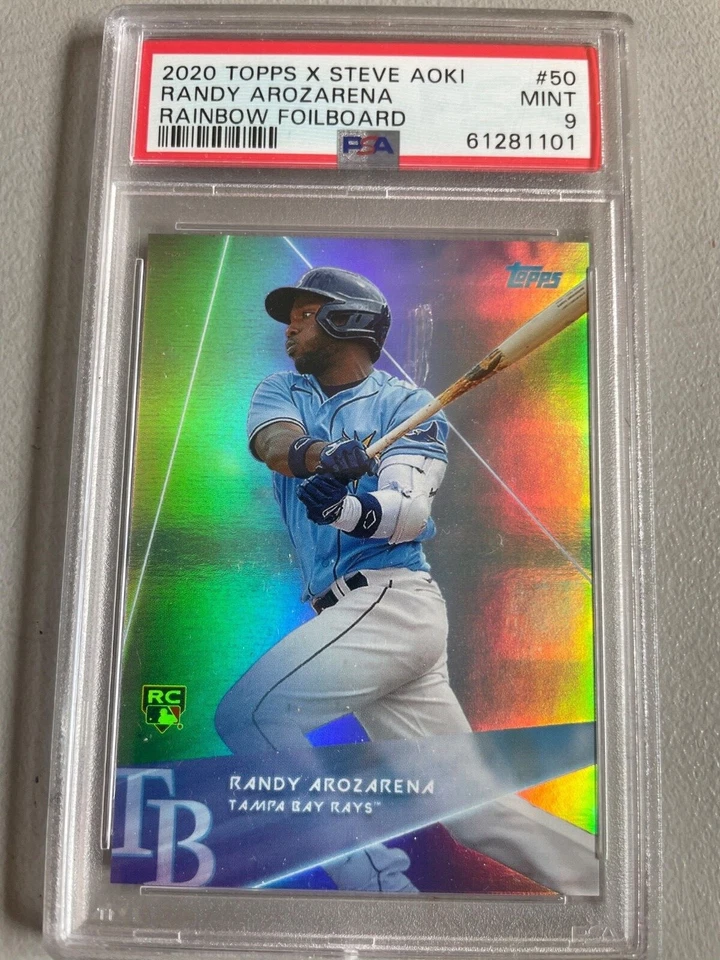 2020 topps x steve aoki randy arozarena rainbow foilboatd rc psa 9  - Image 1 of 2