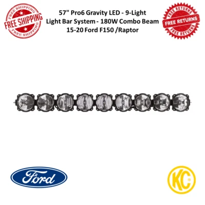 KC Hilites Gravity Led Pro6 9-Light 57" Overhead Light Bar Syst. For Ford Raptor - Image 1 of 4